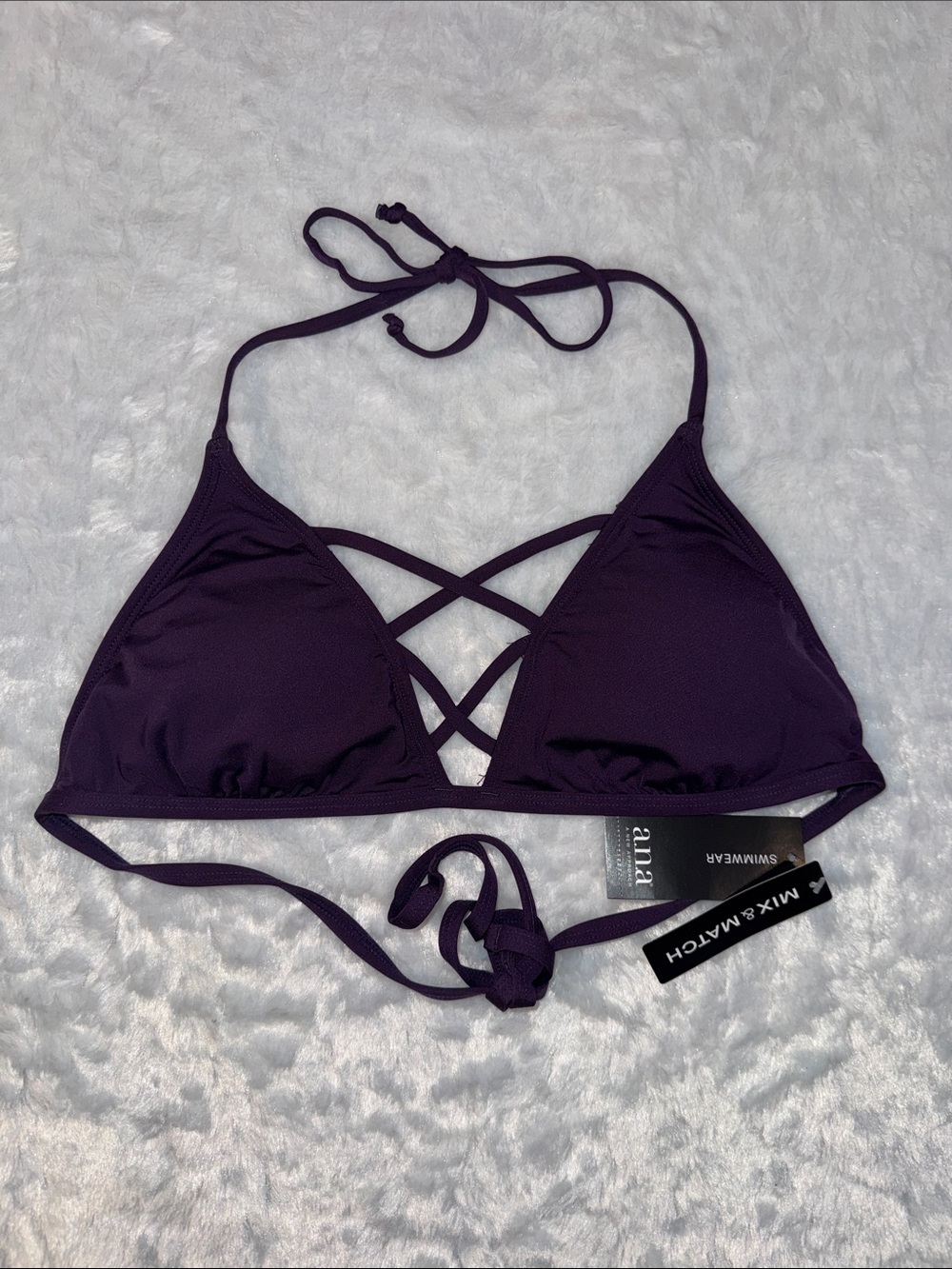 a.n.a Purple Strappy Triangle Bikini Top
